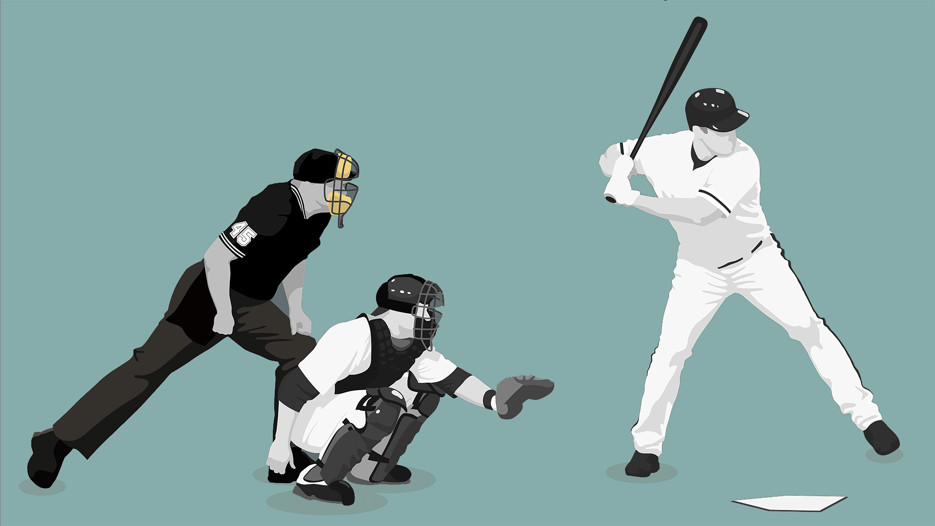 GIF of butterfly flying past batter, catcher and umpire