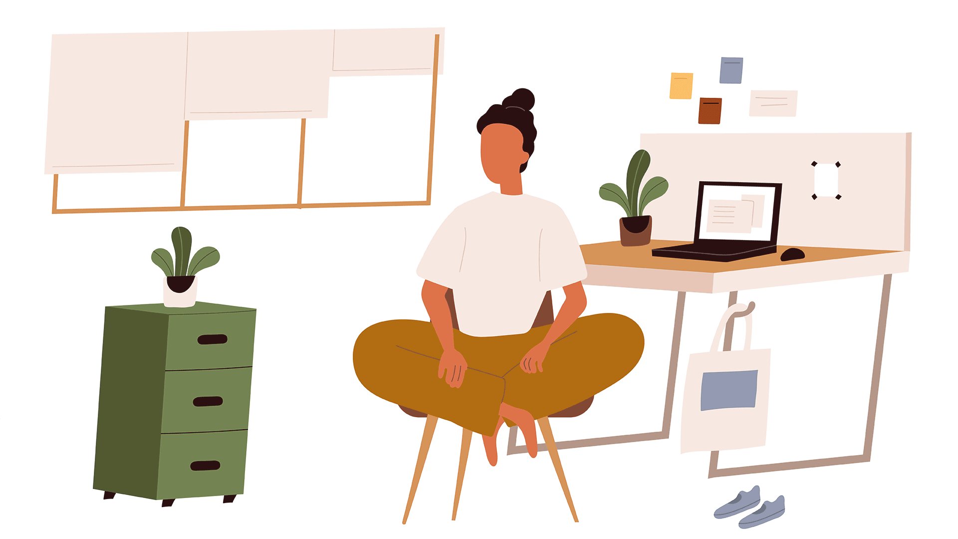 GIF of woman working from home, in office